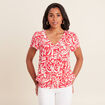 Blouse manches courtes rouge femme