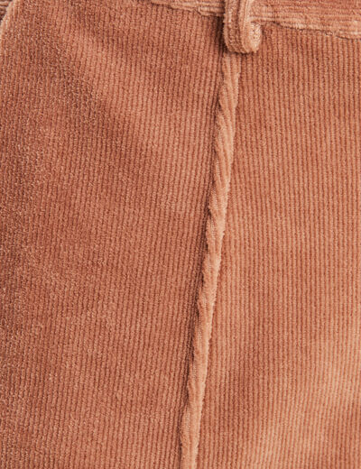 Jupe longue droite velours marron femme