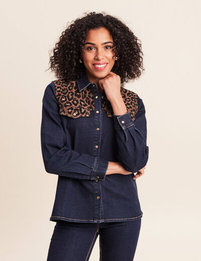 Chemise en jean manches longues denim brut femme