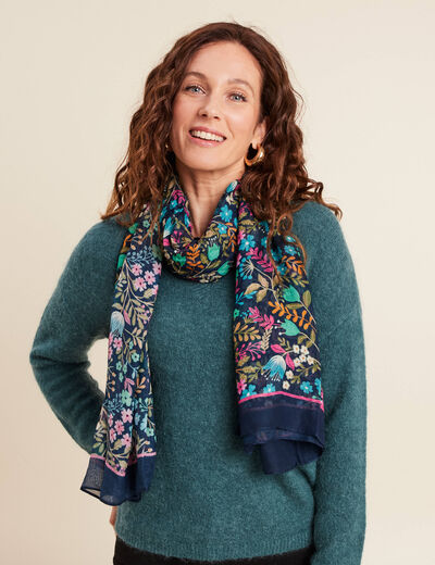 Foulard en voile transparent multicolore femme