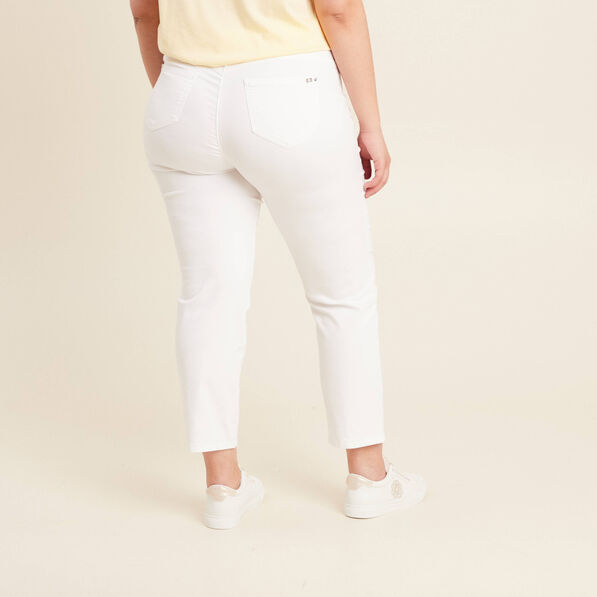 Pantalon droit taille haute 7/8ème blanc femme