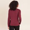 T-shirt ajust&eacute; col v manches longues bordeaux femme