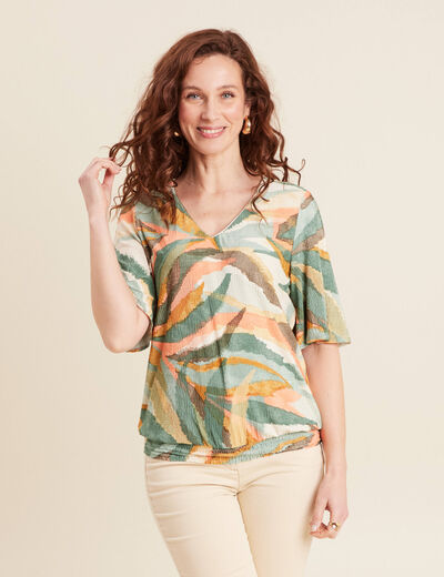 Blouse manches courtes multicolore femme