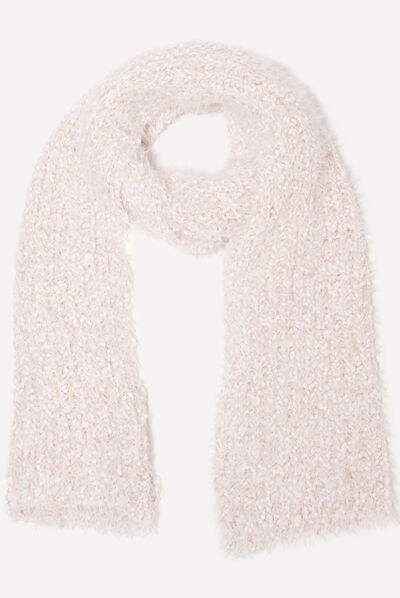 Lot bonnet et écharpe ecru femme