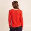 Pull manches longues col en V orange fonc&eacute; femme