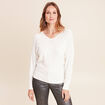 Pull ajust&eacute; col bateau strass ecru femme