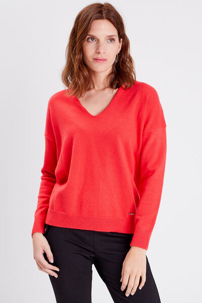 Pull manches longues rose femme