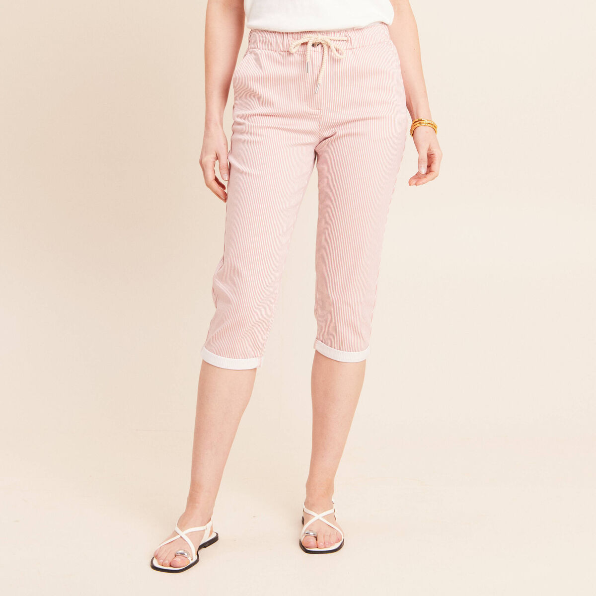 Pantacourt coupe mom large rose femme