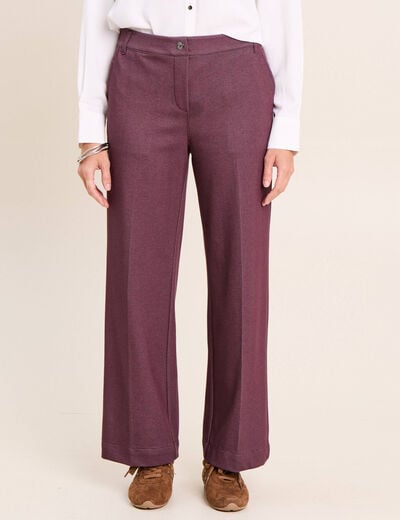 Jean large 7/8&egrave;me bordeaux femme