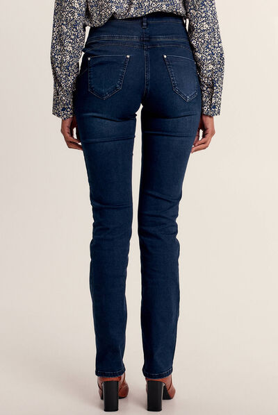 Jean droit effet gainant denim brut femme