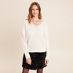 Pull en cachemire col v ecru femme