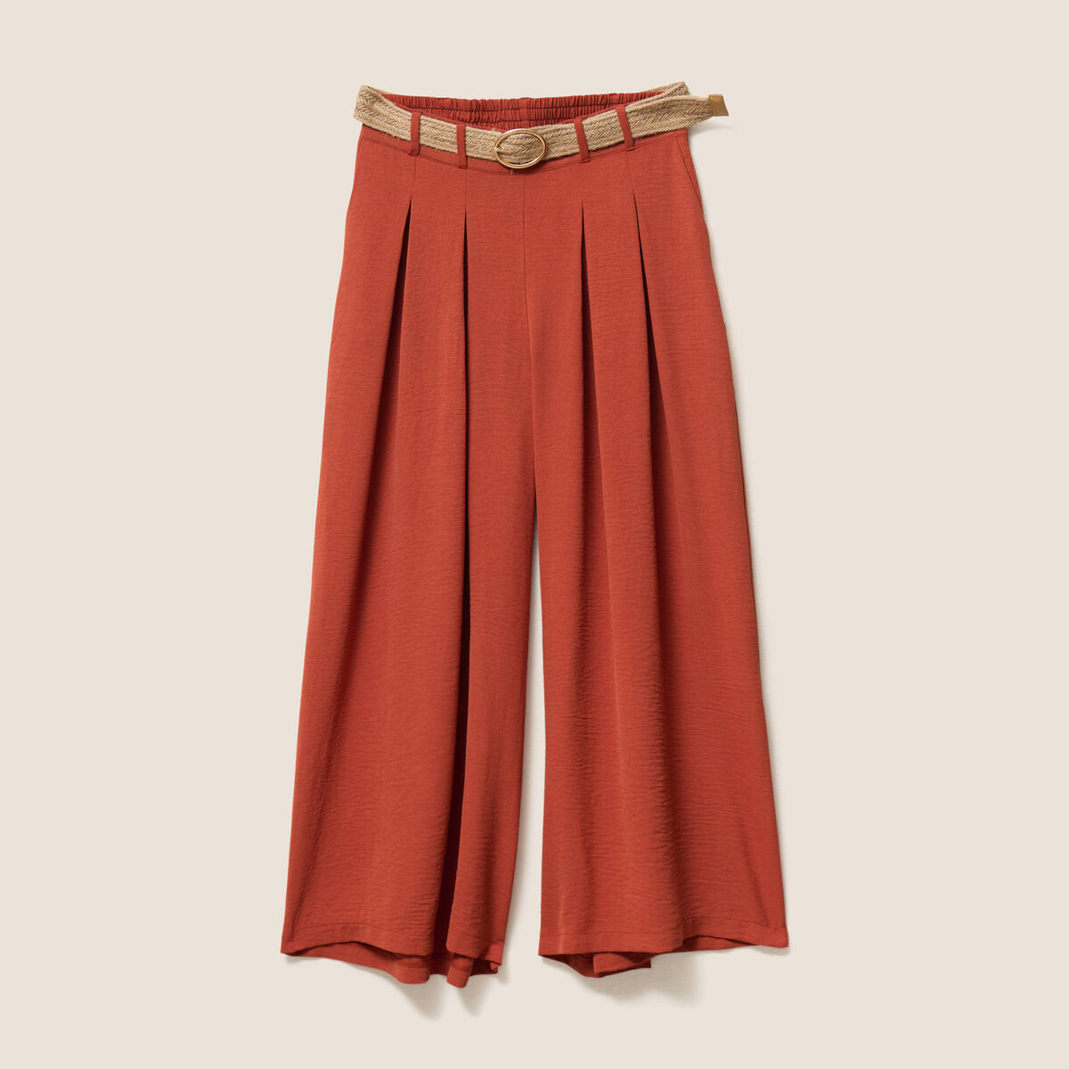 Pantalon jupe-culotte large vieux rose femme