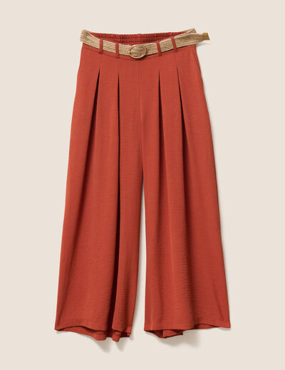 Pantalon jupe-culotte large vieux rose femme