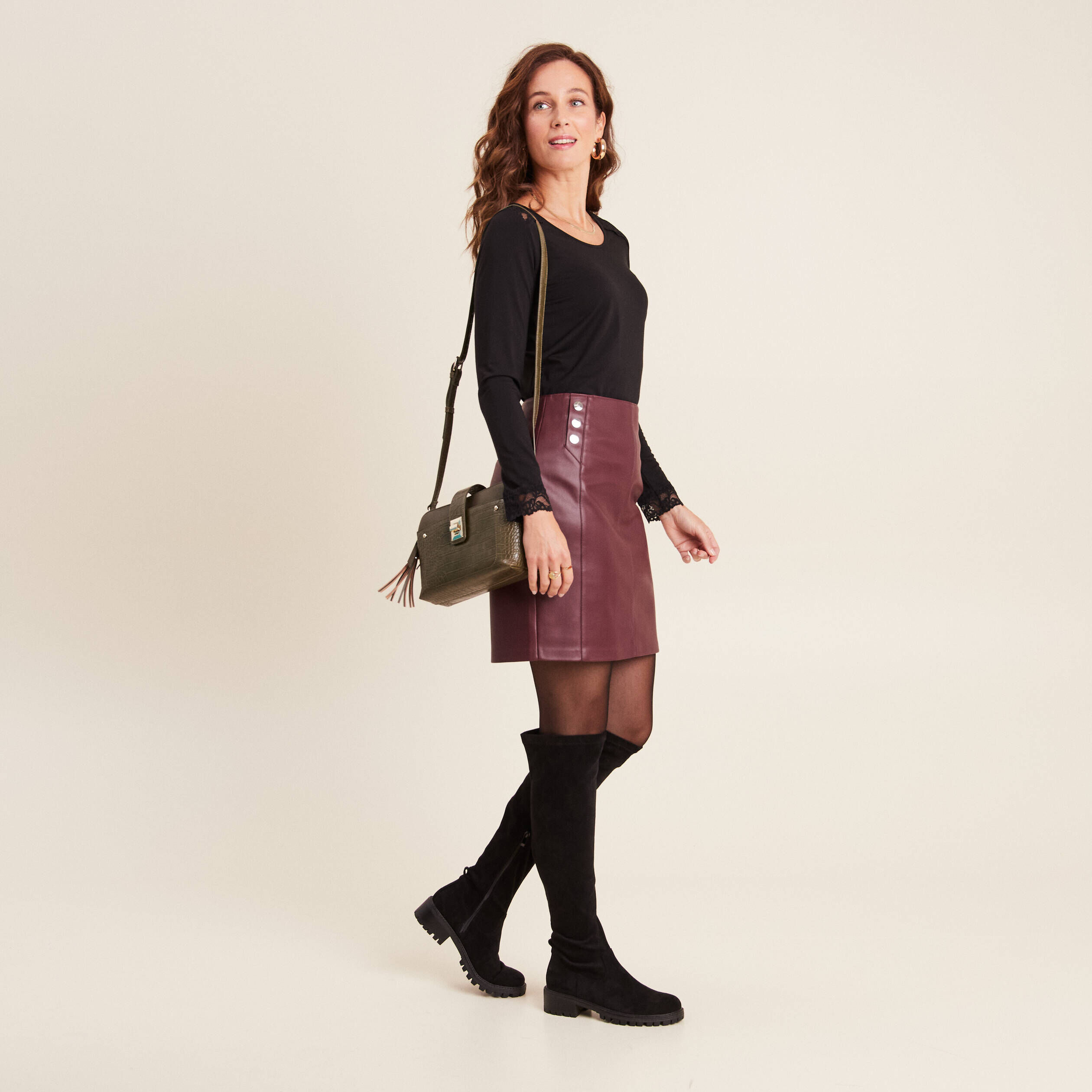 Jupe droite bordeaux online