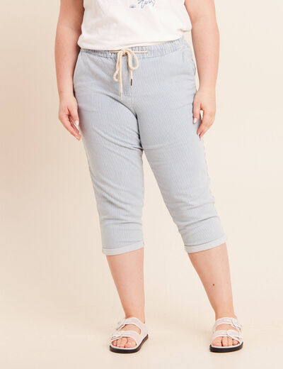 Pantacourt coupe mom bleu femme