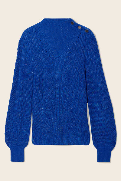 Pull manches longues bleu electrique femme