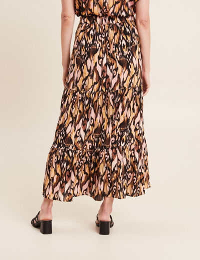 Jupe midi droite fluide noir femme