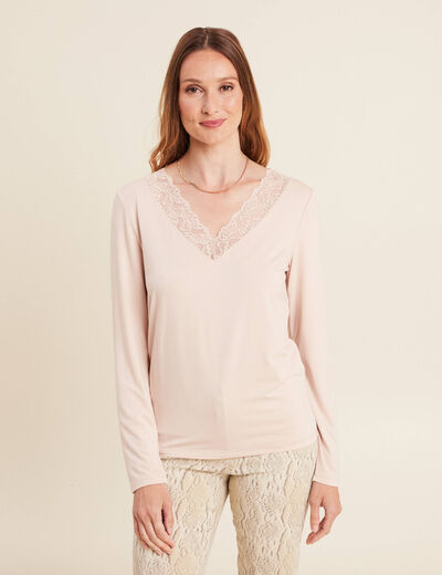 T-shirt thermo-douceur manches longues beige femme