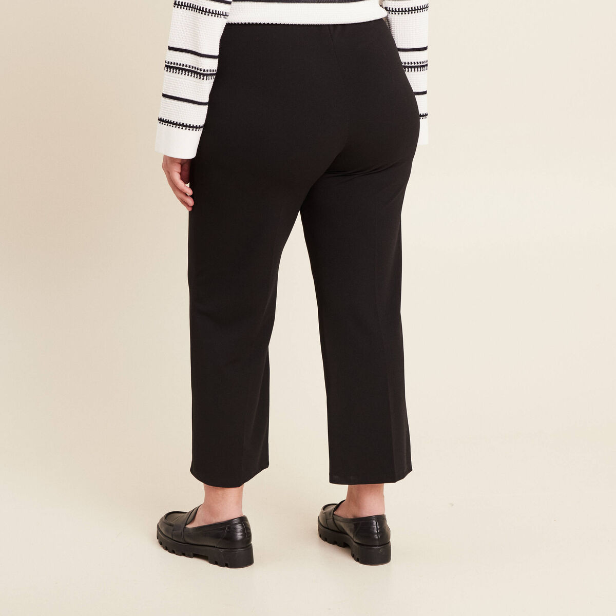 Pantalon coupe large &agrave; pinces noir femme