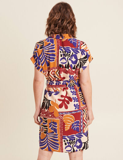 Robe courte manches courtes multicolore femme