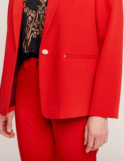 Veste city droite 1 bouton rouge femme