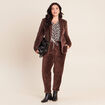 Veste tailleur velours marron femme