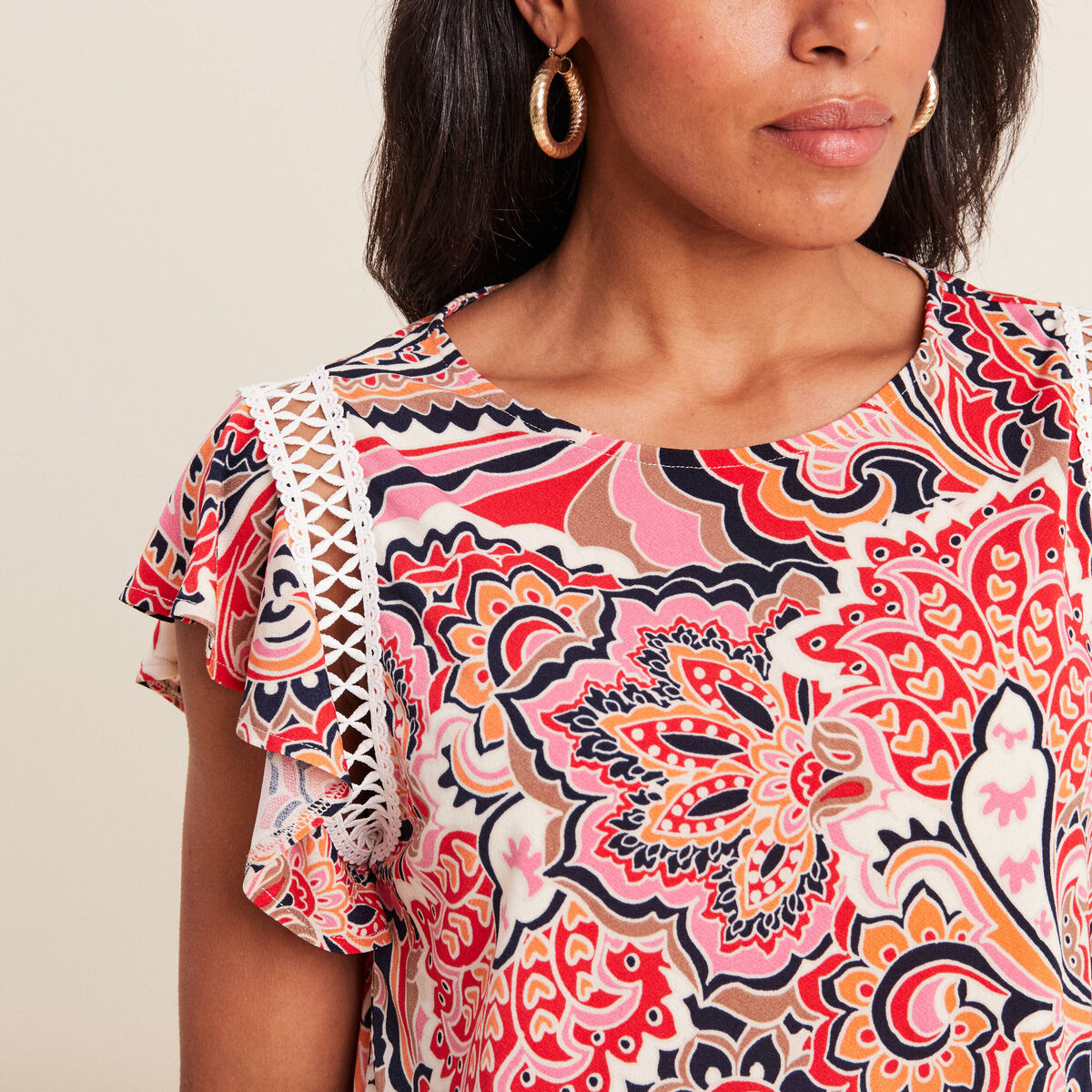 T-shirt manches courtes multicolore femme