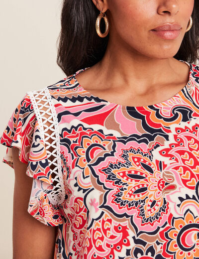 T-shirt manches courtes multicolore femme