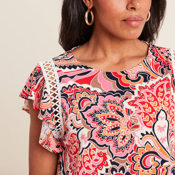 T-shirt manches courtes multicolore femme