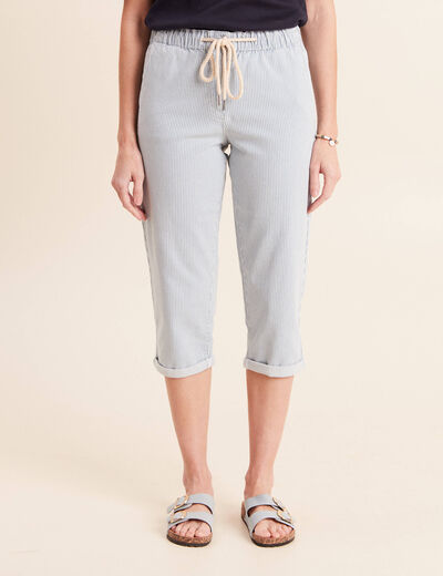Pantacourt coupe mom bleu femme