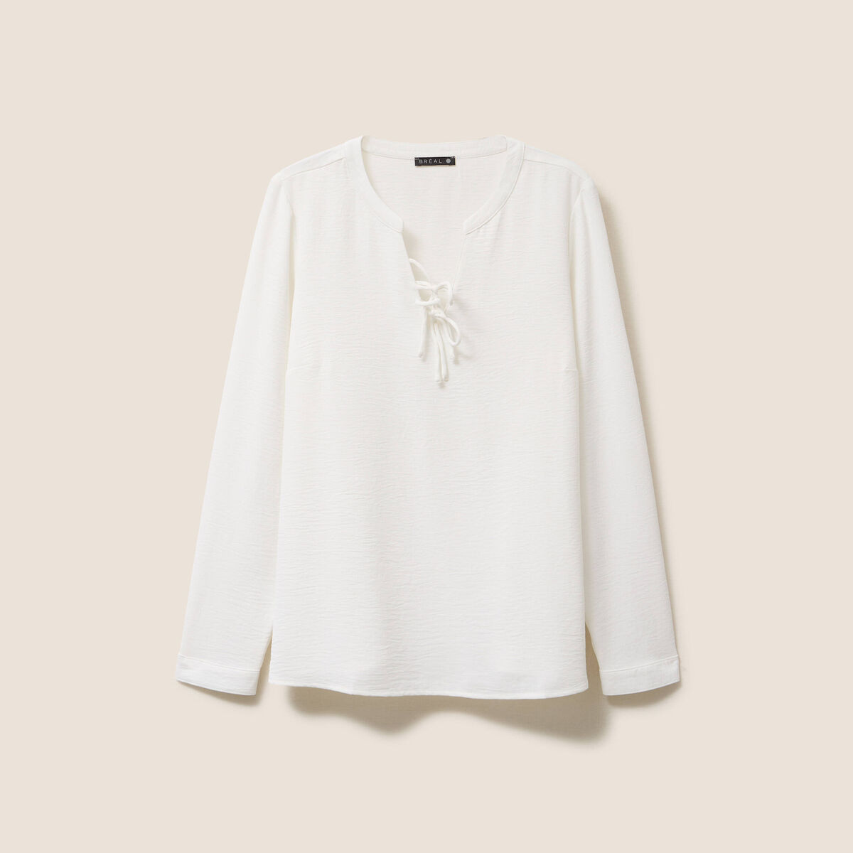 Blouse fluide n&oelig;uds manches longues ecru femme