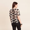 Blouse col rond manches courtes dentelle ecru femme