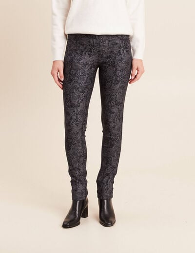 Pantalon coupe ajust&eacute;e enduit gris acier femme