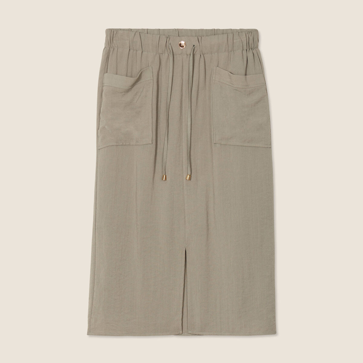 Jupe droite taille élastiquée vert clair femme