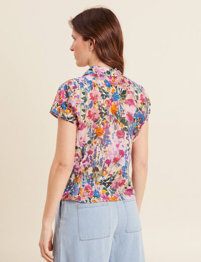 Chemise manches courtes nouée violet femme