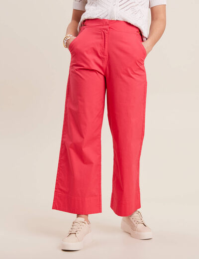 Pantalon flou ceinturé 7/8ème rose cerise femme