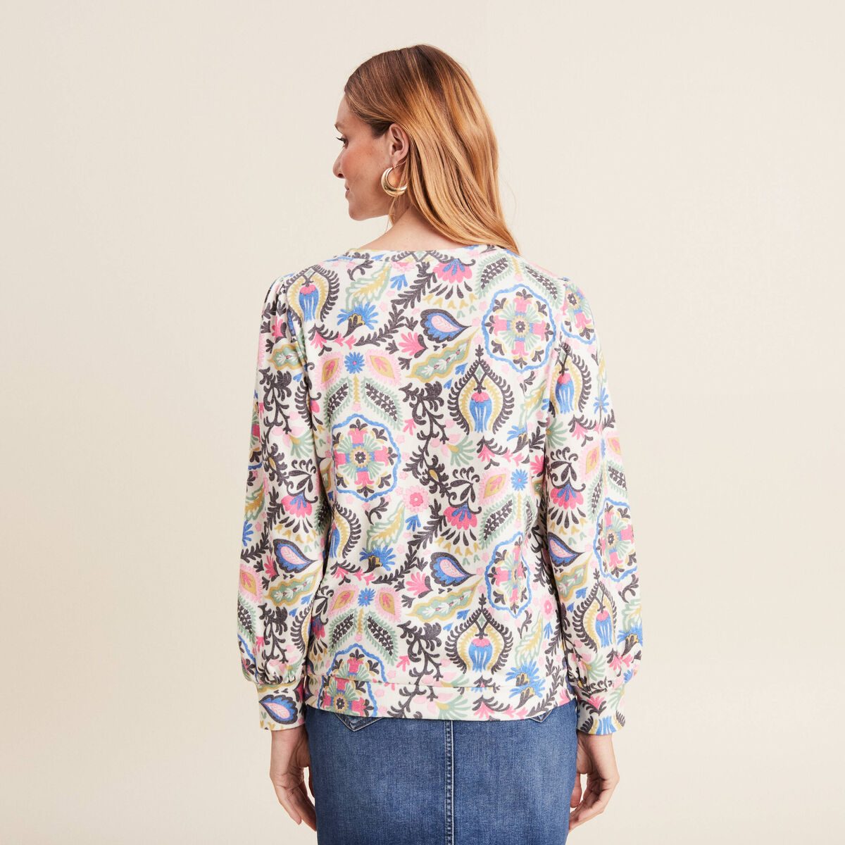 T-shirt manches longues rose femme