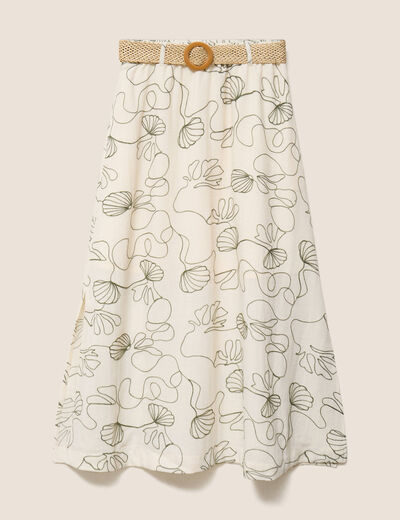 Jupe doubl&eacute;e avec ceinture amovible vert femme