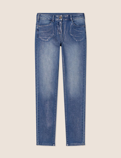 Jean ajusté taille basse denim stone femme
