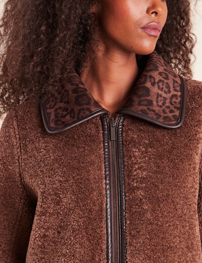 Manteau r&eacute;versible marron femme