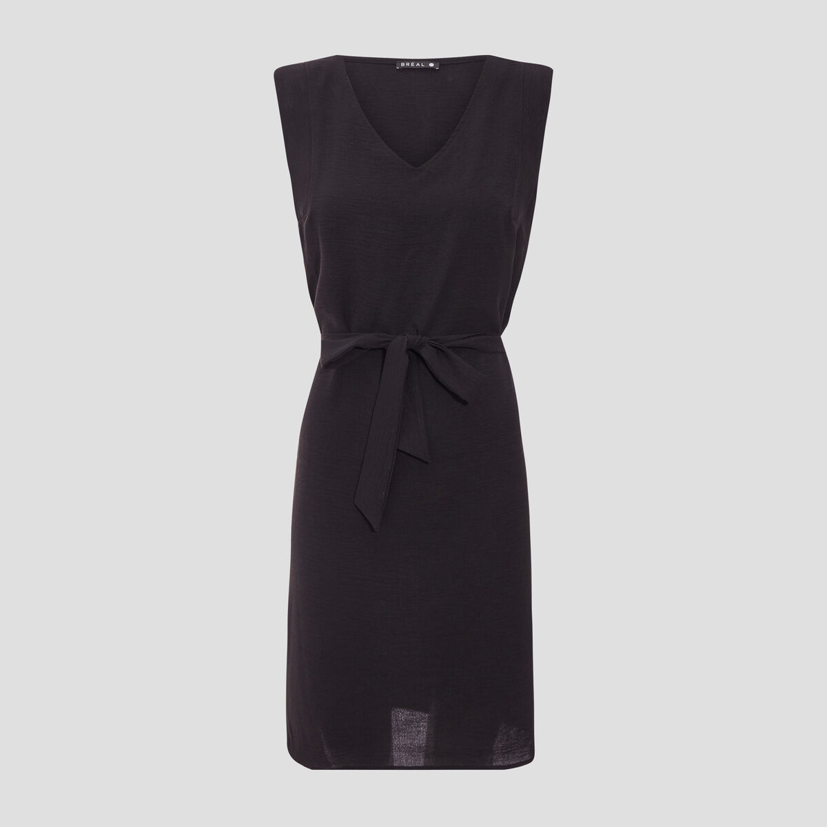 Robe droite ceinturée noir femme