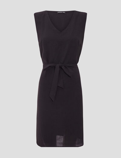 Robe droite ceinturée noir femme