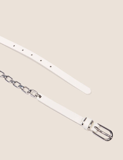 Ceinture fine détail chaîne ecru femme
