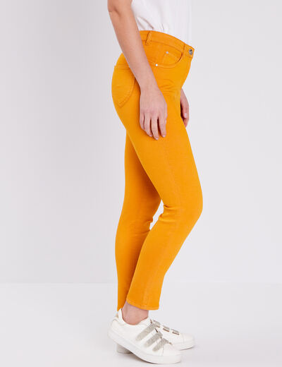 Pantalon léger taille standard 7/8ème jaune moutarde femme