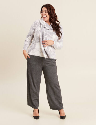 Pantalon large 7/8ème gris clair femme