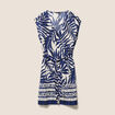 Robe droite courte col V manches courtes bleu femme