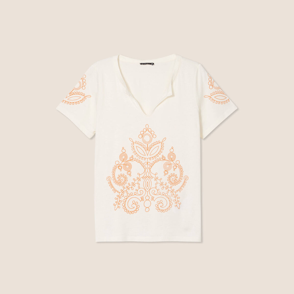 Top col tunisien ecru femme