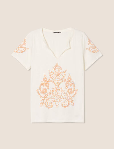 Top col tunisien ecru femme