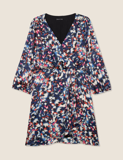 Robe portefeuille fluide noir femme
