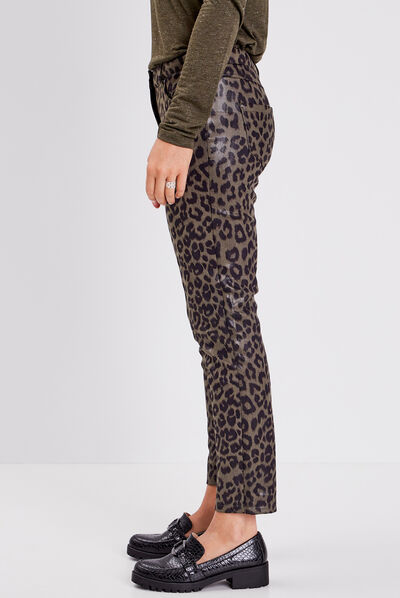 Pantalon ajusté vert kaki femme